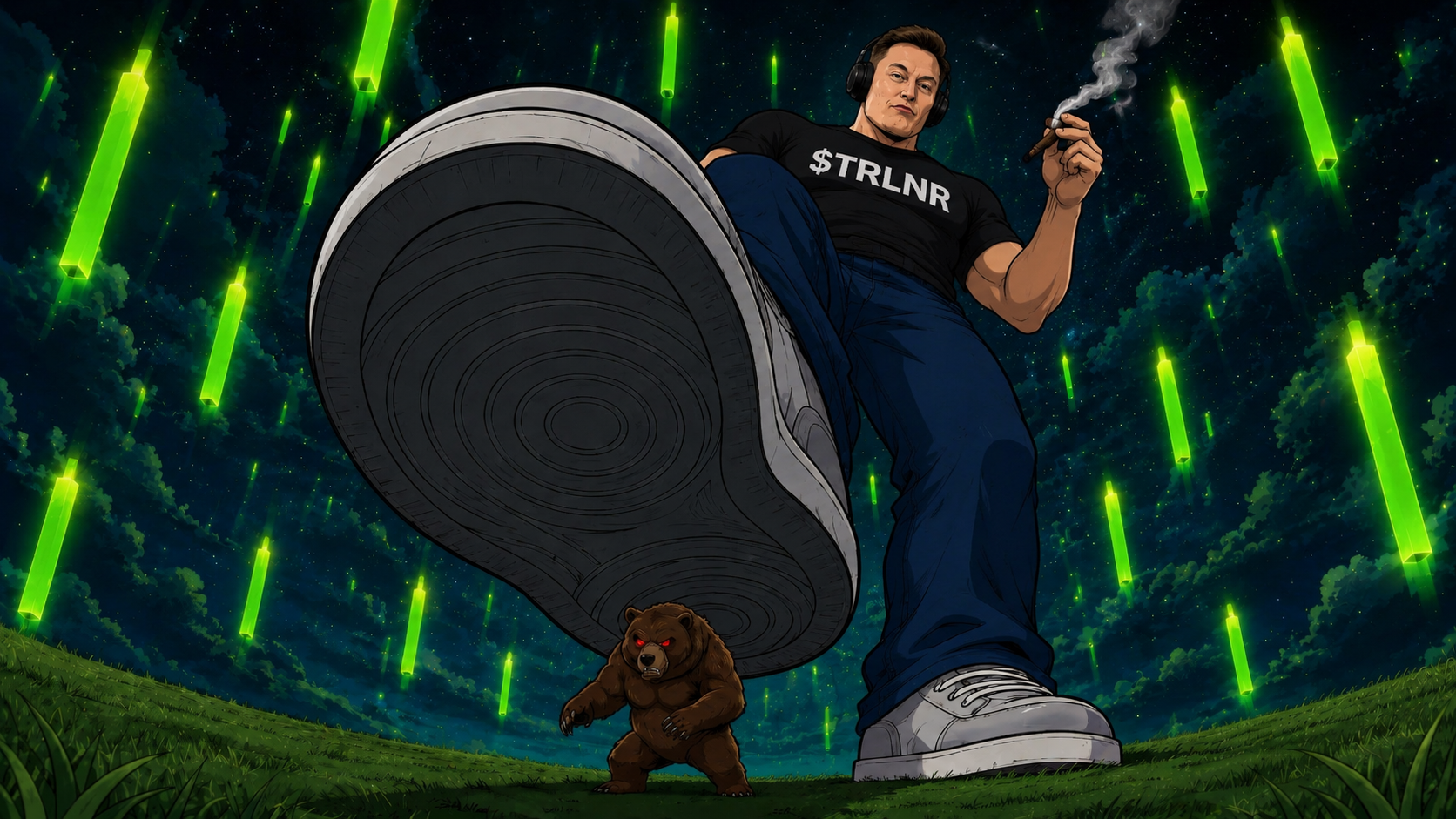 Giant $TRLNR trader stomping the bear market under raining green candles